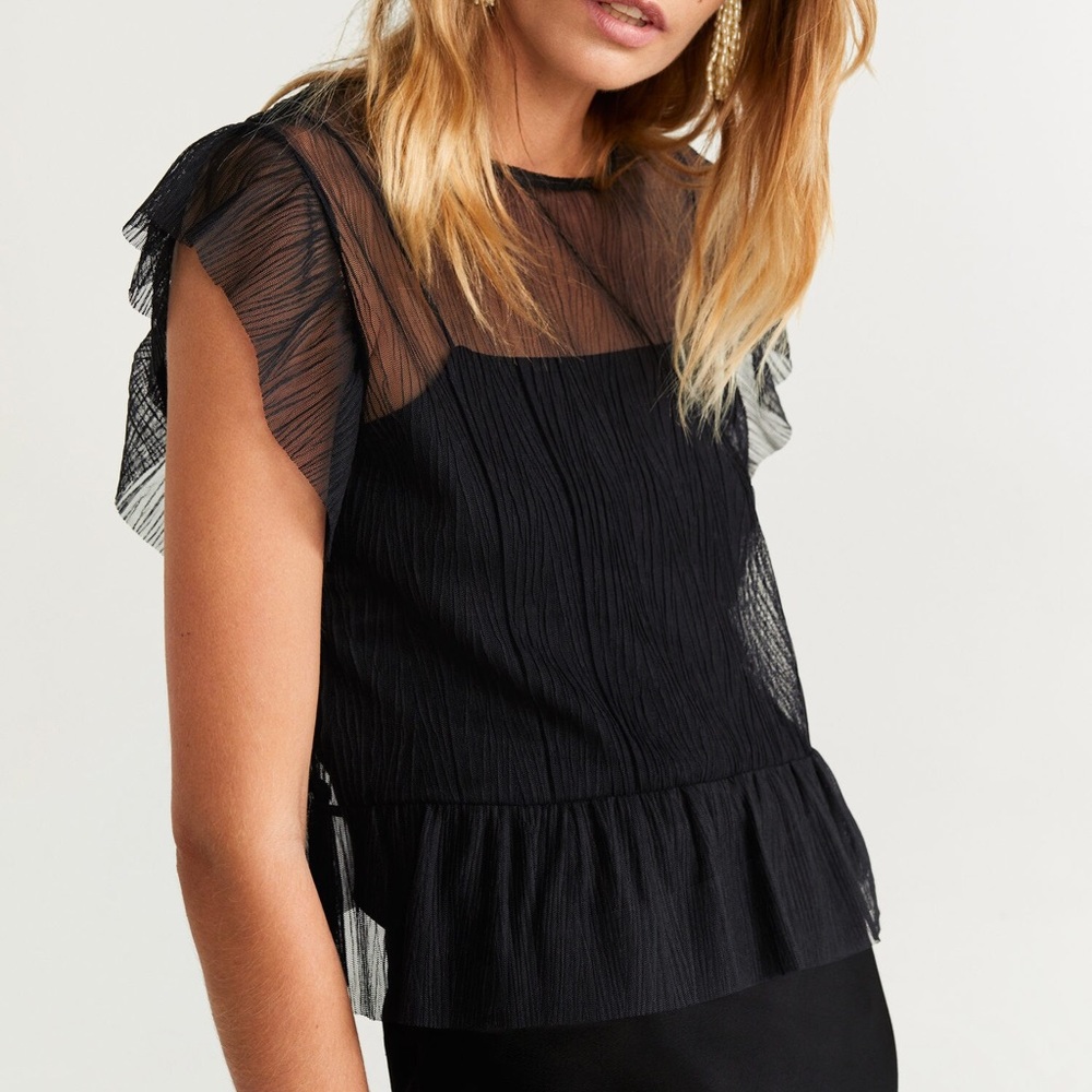 Mango Textured Crepe Top